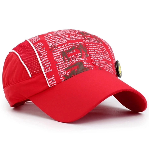 Kinder Wasserdichte Schnelltrocknende Baseballkappe Atmungsaktive Mesh Sonnenhut Zeitungsdruck Racing Stil Outdoor