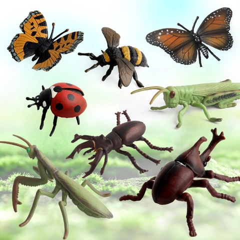Realistic PVC Simulation Insect Animal Models Simulation Educational Toys For Kids Butterfly Bee Ladybug Mantis Spider Scorpions Cobra Figurine Sand Table Decoration