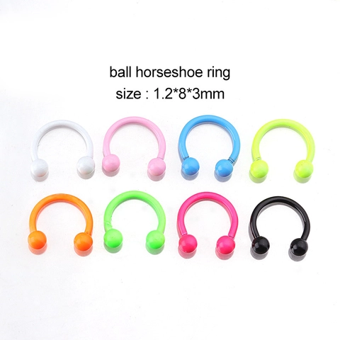 Neon Stainless Steel Horseshoe Circular Barbell Rings Colorful Painted Septum Nose Lip Piercing Jewelry Punk Style
