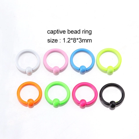 Captive Bead Ring BCR Körperpiercing Schmuck Edelstahl Neon Bunt Lackiert Nase Lippe Ohr Reif Unisex