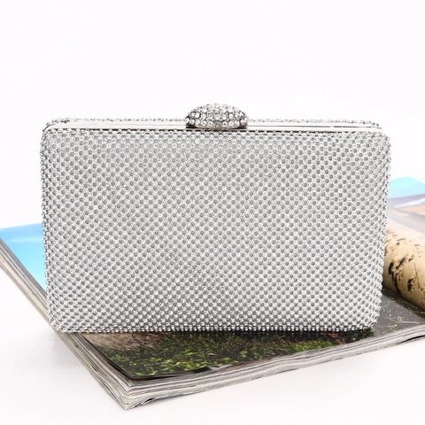 Pochette De Soirée Élégante En Strass Pour Femmes Sac À Main En Satin Chaîne Détachable Épaule Crossbody Banquet Fête