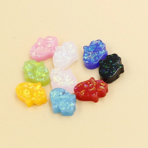 Hamsa Hand Anhänger Synthetischer Opal Harz Flatback Ohne Löcher Für DIY Schmuckherstellung Scrapbooking Zubehör Fatima Hand