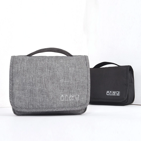 Large Capacity Hanging Toiletry Bag Waterproof Polyester Travel Makeup Cosmetic Organizer With Hook And Handle