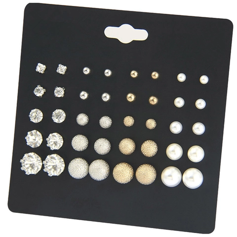 Mixed Style Stud Earrings With Faux Artificial Pearl Rhinestone Metal Balls Alloy Stainless Steel Earring Post Fashion Women Jewelry