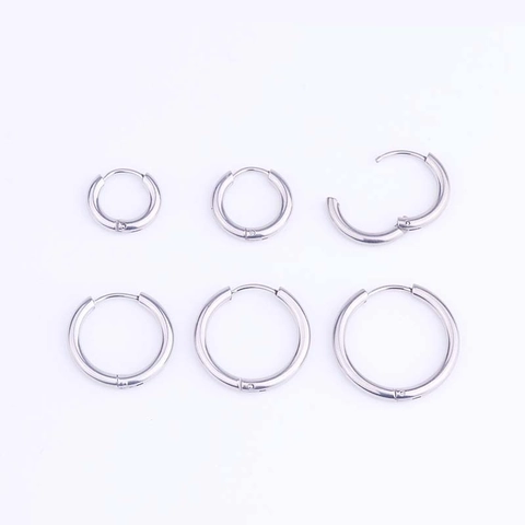Orecchini A Cerchio Acciaio Inossidabile Filo Rotondo Piercing Cartilagine Minimalista Stile Punk Moda Unisex