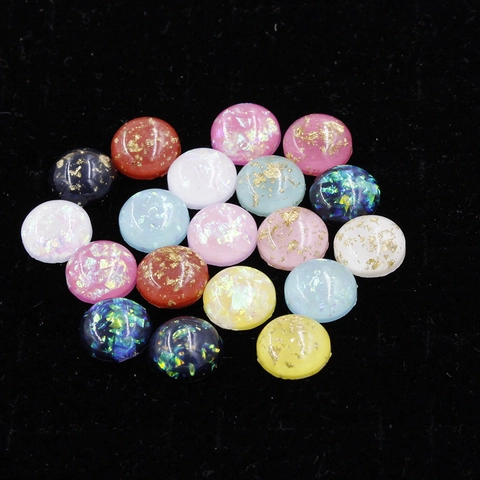 Στρογγυλά Resin Cabochons Flatback Φύλλα Χρυσού Ιριδίζοντα Λαμπερά Αξεσουάρ Κατασκευής Κοσμημάτων DIY