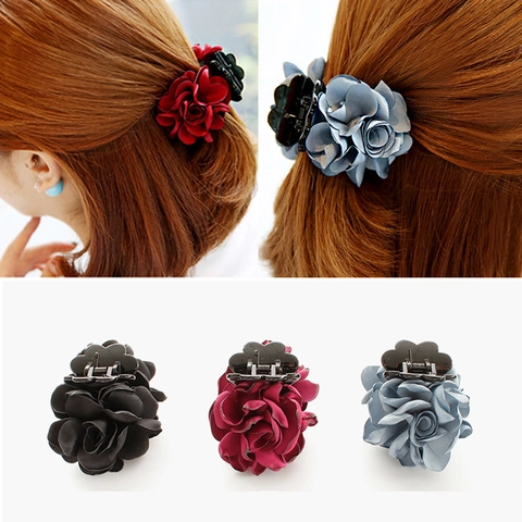 Stoffen Roos Bloem Haarklem Kunststof Floraal Medium Haaraccessoire Voor Dames Elegante Koreaanse Stijl