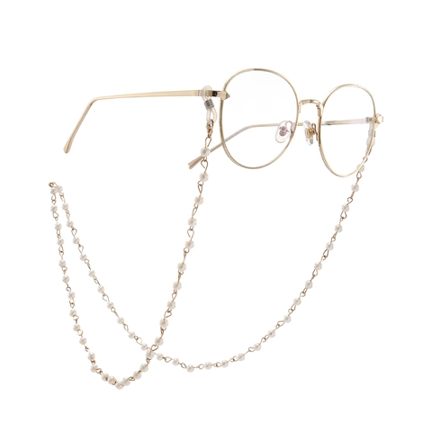 Elegant Faux Artificial Pearl Glasses Chain Anti-slip Eyewear Lanyard Copper Metal Sunglasses Strap Women Adjustable Loops