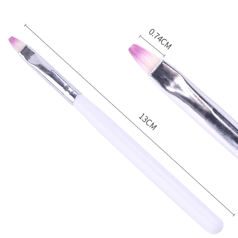 Nail Art Phototherapy Brush White Handle Gradient Purple Flat Head UV Gel Painting Pen Professional Manicure DIY Tool