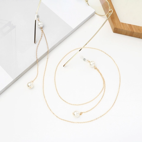Elegant Eyeglass Chain Metal Alloy With Artificial Pearls Retro Anti Slip Glasses Strap Holder For Women