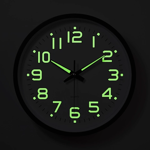 Orologio Da Parete Rotondo Luminoso Silenzioso Quarzo Cornice In Plastica Decorazione Casa Moderna Minimalista Soggiorno
