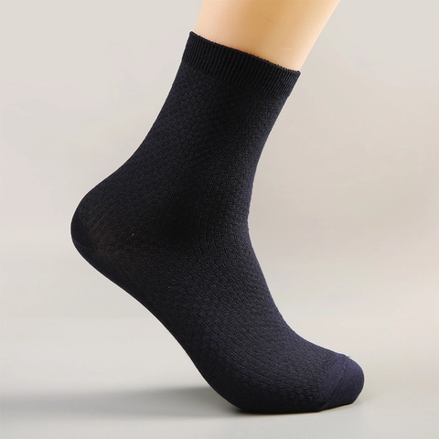 Calcetines De Fibra De Bambú Unisex Transpirable Desodorante Absorbe El Sudor Patrón Rejilla Talón Punta Reforzados Sport