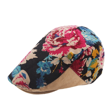 Coppola Vintage Floreale Da Donna Patchwork In Velluto A Coste Stile Etnico Regolabile