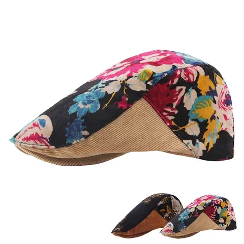Coppola Vintage Floreale Da Donna Patchwork In Velluto A Coste Stile Etnico Regolabile