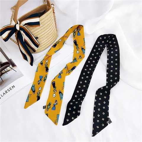 Foulard Stretto In Raso Da Donna Versatile Fascia Per Capelli Nastro Per Borsa Accessorio Moda