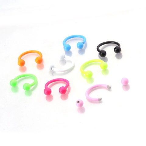 Neon Stainless Steel Horseshoe Circular Barbell Rings Colorful Painted Septum Nose Lip Piercing Jewelry Punk Style
