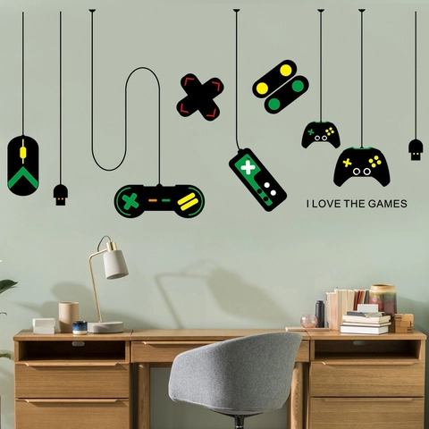 Game Controller Wall Stickers Gamer PVC Self Adhesive Decals For Gamer Room Study Bedroom Decor I Love The Games Wall Decor
