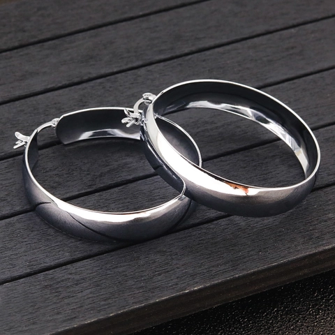 Chunky Hoop Ohrringe Titanstahl Breit Poliert Minimalistisch Geometrisch Statement Schmuck Für Damen