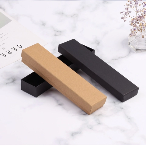 Scatola Regalo Per Gioielli Rettangolare Carta Kraft Cartone Imballaggio Coperchio E Base Custodia Lunga Per Collana Bracciale