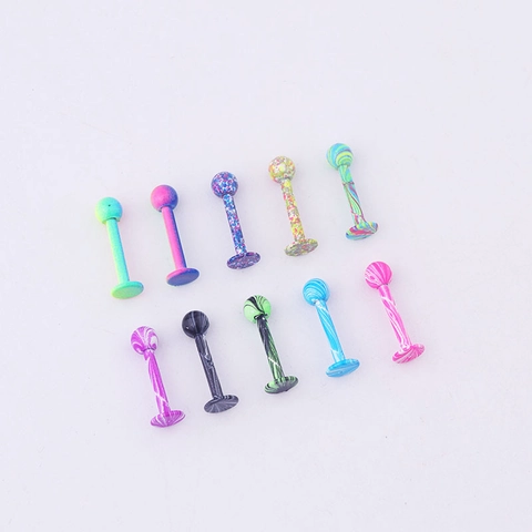 Lip Studs Oorpiercing Sieraden Roestvrij Staal Waterpatroon Geverfde Bal Body Jewelry Voor Dames Heren