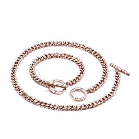 Collar Y Pulsera De Eslabones Cubanos De Acero Inoxidable Con Diamantes De Imitación Joyería Hip Hop Para Hombres Mujeres