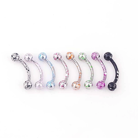 Stainless Steel Curved Barbells Eyebrow Rings Fashion Colorful Lacquered Spherical Piercing Jewelry