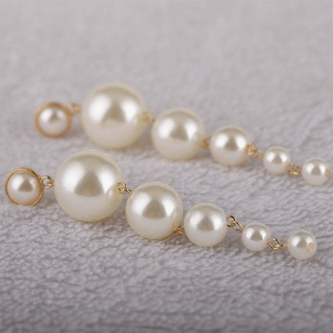 Elegante Lange Hängeohrringe Mit Kunstperlen Und Goldener Legierung Gradient Künstliche Perlenschnur Vertikaler Schmuck Für Damen