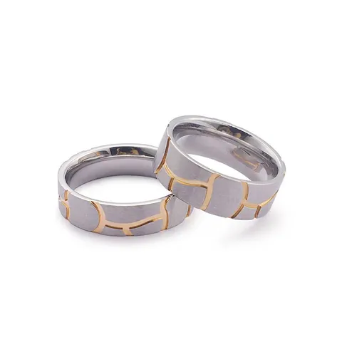 Bague En Acier Inoxydable Or Argent Finition Brossée Rainures Géométriques Pour Hommes Femmes Bijoux De Mode Modernes