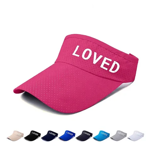 Visière De Soleil Chapeau Séchage Rapide Mesh Respirant Large Bord LOVED Lettre Imprimée Ajustable Sport Course Tennis