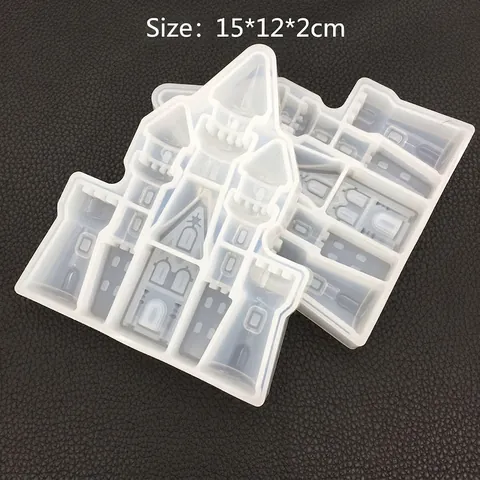 Kasteel Siliconen Vorm Hoogglans Oppervlak Voor Hars DIY Kaarsen Fondant Taart Decoratie Tafel Ornament