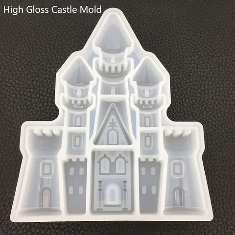 Kasteel Siliconen Vorm Hoogglans Oppervlak Voor Hars DIY Kaarsen Fondant Taart Decoratie Tafel Ornament