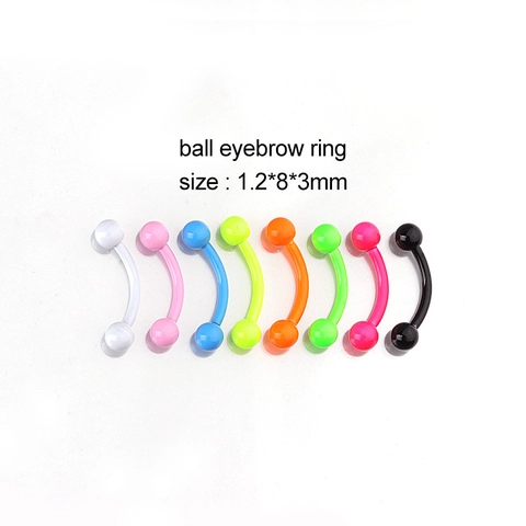 Eyebrow Ring Curved Barbell Stainless Steel Acrylic Ball Piercing Jewelry Multi Colored Neon Paint Body Decor Fashion