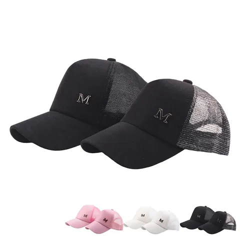 Baseball Cap Mesh Atmungsaktiv Sonnenschutz Verstellbar Trucker Hut Metall M Logo Outdoor Sommer Zubehör Herren Damen Kinder