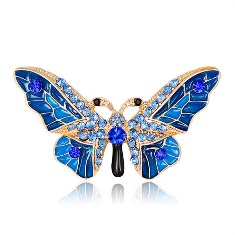 Elegante Broche De Mariposa Aleación Esmalte Rhinestone Brillante Colorido Goteo Aceite Joyería Vintage Para Mujer