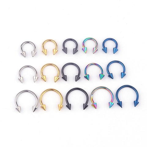 316L Surgical Stainless Steel Circular Barbell Horseshoe Ring Spikes Septum Lip Ear Cartilage Piercing Body Jewelry