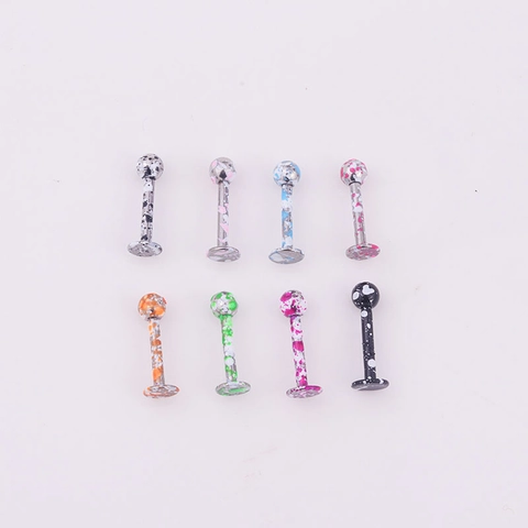 Edelstahl Lippenringe Stecker Lack Buntes Spritzmuster Körperschmuck Piercing Modeaccessoire