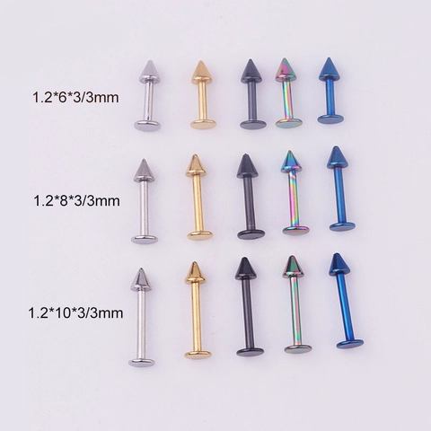 Edelstahl Labret Studs Flache Rückseite Lippenringe Ohrknorpel Piercing Schmuck Kegelspitze Einfache Geometrische Unisex Accessoires
