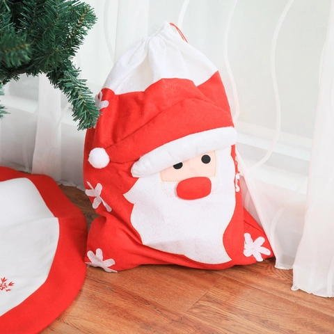 Bolsa de Regalo de Navidad Grande de Tela No Tejida Con Cordón Ajustable Dibujo Animado 3D Papá Noel Muñeco de Nieve Reno Para Decoración de Fiesta