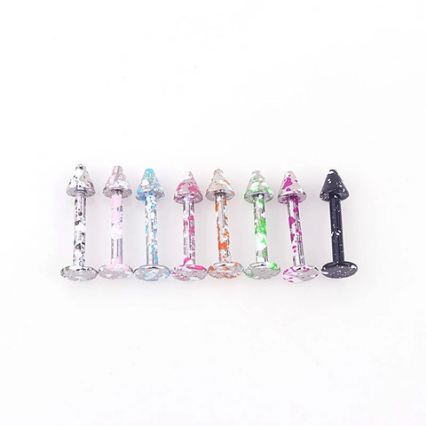 Splatter Patroon Spike Labret Stud Roestvrij Staal Kleurrijk Gelakt Lipring Tragus Oorring Lichaamssieraden