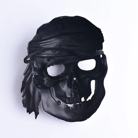 Piraten Schädel Maske Kunststoff Vintage Skelett Halloween Cosplay Maskerade Requisiten Mit Rote Kopftuch Für Bar Party