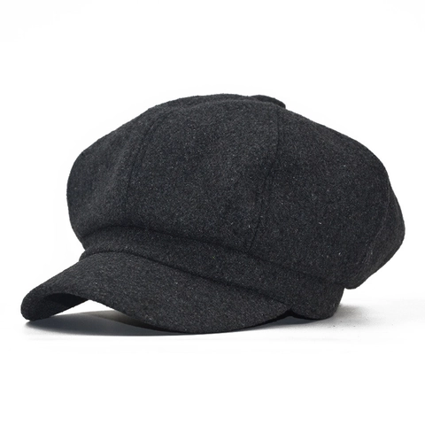 Casquette Gavroche Laineuse Style Britannique Rétro Pour Hommes Femmes Couleur Unie Béret Octogonal Automne Hiver Chaud Mode