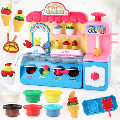 Giocattolo Macchina Per Gelato DIY Per Bambini Pasta Modellabile Plastica Cucina Gioco Di Ruolo Con Musica LED