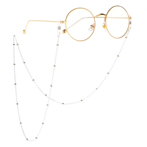 Vintage Metal Beaded Glasses Chain Anti-slip Sunglasses Strap Holder Eyewear Lanyard For Women Men Fashion Simple