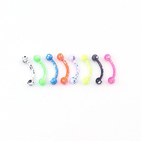 Curved Barbells Eyebrow Rings Stainless Steel Baked Paint Splashed Pattern Body Piercing Jewelry Unisex Colorful
