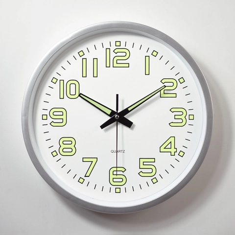 Orologio Da Parete Tondo Plastica Quarzo Luminoso Silenzioso Moderno Minimalista Soggiorno Camera Da Letto Ufficio Decorazioni Casa