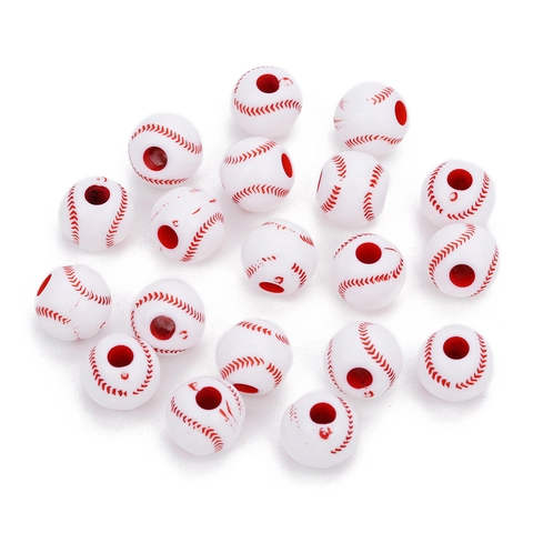 Acryl Sport Ball Perlen Für Schmuckherstellung Basketball Baseball Fußball Tennis Volleyball Großes Loch DIY Handwerk