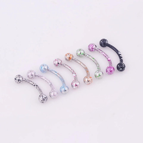 Stainless Steel Curved Barbells Eyebrow Rings Fashion Colorful Lacquered Spherical Piercing Jewelry