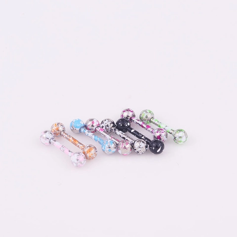 Barbell Piercing Earrings Stainless Steel Splatter Ink Dot Pattern Ear Cartilage Studs Punk Body Jewelry Colorful