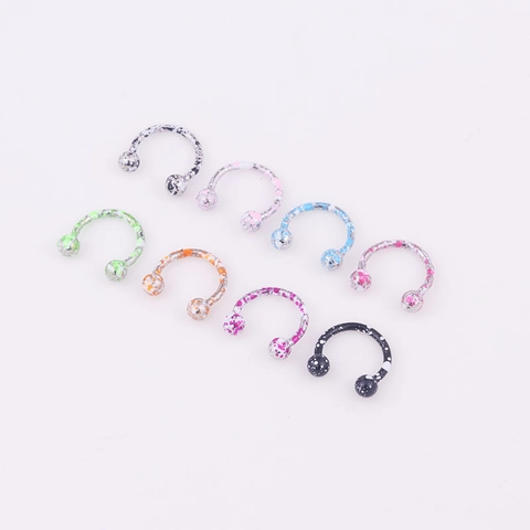 Horseshoe Piercing Rings Stainless Steel Spray Painted Splash Pattern Ball End Septum Nose Lip Ear Jewelry Gothic Punk