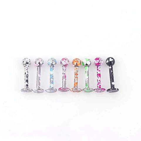 Roestvrijstalen Lipringen Studs Lak Kleurrijk Spatpatroon Lichaamssieraden Piercing Modeaccessoire